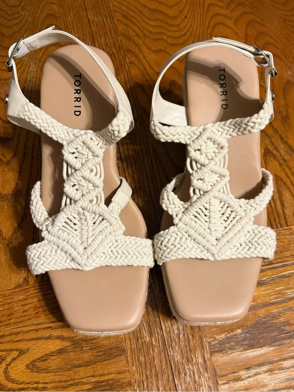 Torrid Macrame Cream Braided Espadrille Wedge Sandals Sz 11 WW